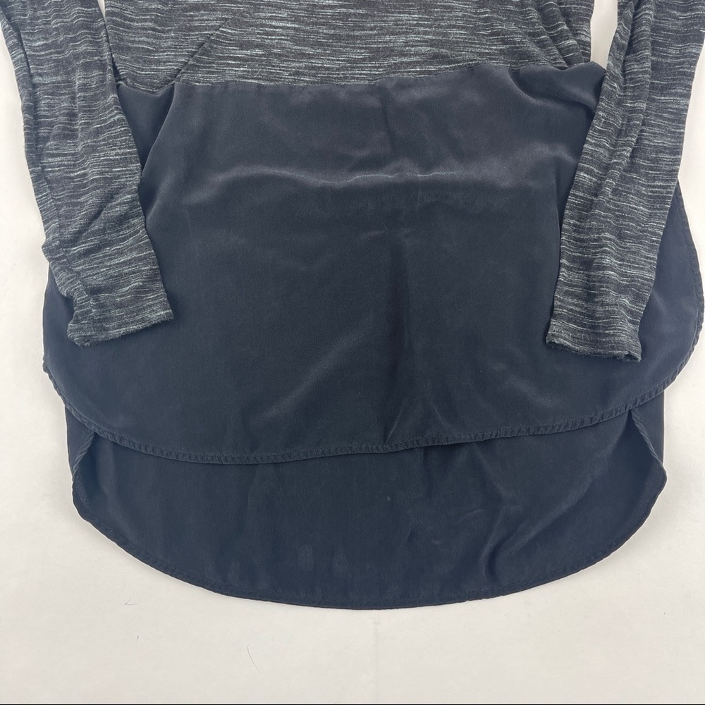 Vince Blouse Womens Small Gray Black Long Sleeve - Picture 4 of 7